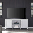 Meuble TV multicolore de 58 po avec 2 armoires fermées et 6 tablettes, assemblage par 1 personne