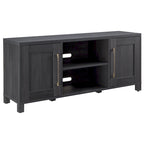 Meuble TV multicolore de 58 po avec 2 armoires fermées et 6 tablettes, assemblage par 1 personne