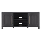Meuble TV multicolore de 58 po avec 2 armoires fermées et 6 tablettes, assemblage par 1 personne