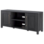 Meuble TV multicolore de 58 po avec 2 armoires fermées et 6 tablettes, assemblage par 1 personne