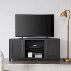 Meuble TV multicolore de 58 po avec 2 armoires fermées et 6 tablettes, assemblage par 1 personne
