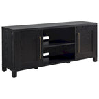 Meuble TV multicolore de 58 po avec 2 armoires fermées et 6 tablettes, assemblage par 1 personne