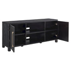 Meuble TV multicolore de 58 po avec 2 armoires fermées et 6 tablettes, assemblage par 1 personne
