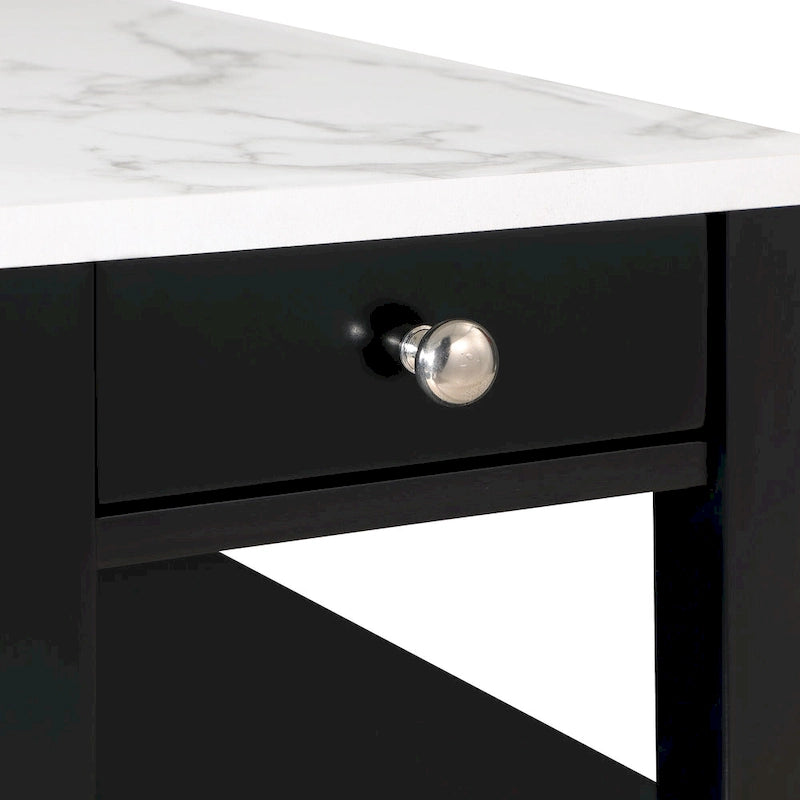 Table d'appoint bicolore avec 1 tiroir et 3 étagères, montage par 1 personne