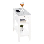 Table d'appoint bicolore avec 1 tiroir et 3 étagères, montage par 1 personne