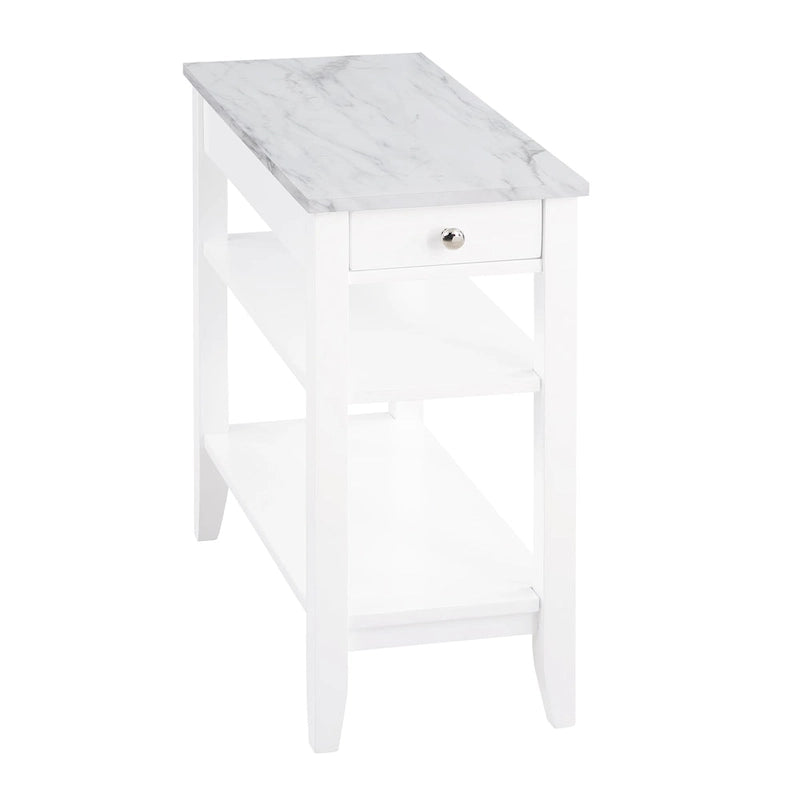 Table d'appoint bicolore avec 1 tiroir et 3 étagères, montage par 1 personne