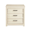 Table de chevet à 3 tiroirs en pin massif antique blanc/gris/noyer avec poignées de tiroir en métal, assemblage par 1 personne