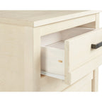 Table de chevet à 3 tiroirs en pin massif antique blanc/gris/noyer avec poignées de tiroir en métal, assemblage par 1 personne