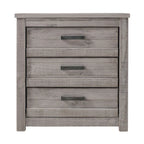 Table de chevet à 3 tiroirs en pin massif antique blanc/gris/noyer avec poignées de tiroir en métal, assemblage par 1 personne