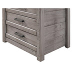 Table de chevet à 3 tiroirs en pin massif antique blanc/gris/noyer avec poignées de tiroir en métal, assemblage par 1 personne