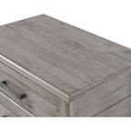 Table de chevet à 3 tiroirs en pin massif antique blanc/gris/noyer avec poignées de tiroir en métal, assemblage par 1 personne