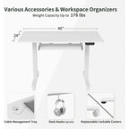 Bureau debout électrique à hauteur réglable en bois avec plateau de clavier et boutons de mémoire, assemblage par 1 personne