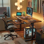 Bureau debout électrique à hauteur réglable en bois avec plateau de clavier et boutons de mémoire, assemblage par 1 personne