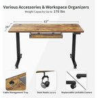 Bureau debout électrique à hauteur réglable en bois avec plateau de clavier et boutons de mémoire, assemblage par 1 personne