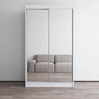 Armoire penderie miroir à 2 portes Noir / Blanc / Gris / Wengé brillant avec étagères et tringle, montage à 2 personnes