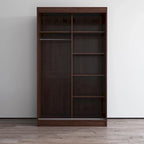 Armoire penderie miroir à 2 portes Noir / Blanc / Gris / Wengé brillant avec étagères et tringle, montage à 2 personnes
