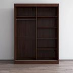 Armoire penderie miroir à 2 portes Noir / Blanc / Gris / Wengé brillant avec étagères et tringle, montage à 2 personnes