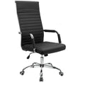 Chaise de bureau nervurée à dossier haut en similicuir noir/blanc avec hauteur réglable, pour 1 personne