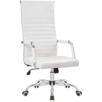 Chaise de bureau nervurée à dossier haut en similicuir noir/blanc avec hauteur réglable, pour 1 personne
