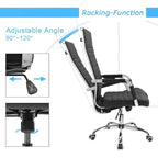 Chaise de bureau nervurée à dossier haut en similicuir noir/blanc avec hauteur réglable, pour 1 personne