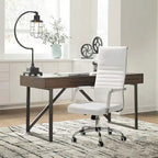 Chaise de bureau nervurée à dossier haut en similicuir noir/blanc avec hauteur réglable, pour 1 personne