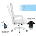 Chaise de bureau nervurée à dossier haut en similicuir noir/blanc avec hauteur réglable, pour 1 personne