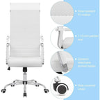 Chaise de bureau nervurée à dossier haut en similicuir noir/blanc avec hauteur réglable, pour 1 personne