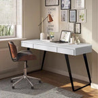 Bureau industriel en bois massif, noyer vieilli, avec 2 tiroirs et plateau coulissant pour clavier, assemblage par 1 personne