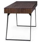 Bureau industriel en bois massif, noyer vieilli, avec 2 tiroirs et plateau coulissant pour clavier, assemblage par 1 personne