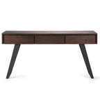 Bureau industriel en bois massif, noyer vieilli, avec 2 tiroirs et plateau coulissant pour clavier, assemblage par 1 personne