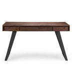 Bureau industriel en bois massif, noyer vieilli, avec 2 tiroirs et plateau coulissant pour clavier, assemblage par 1 personne