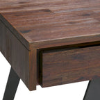 Bureau industriel en bois massif, noyer vieilli, avec 2 tiroirs et plateau coulissant pour clavier, assemblage par 1 personne