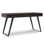 Bureau industriel en bois massif, noyer vieilli, avec 2 tiroirs et plateau coulissant pour clavier, assemblage par 1 personne