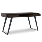 Bureau industriel en bois massif, noyer vieilli, avec 2 tiroirs et plateau coulissant pour clavier, assemblage par 1 personne