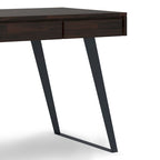 Bureau industriel en bois massif, noyer vieilli, avec 2 tiroirs et plateau coulissant pour clavier, assemblage par 1 personne