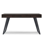 Bureau industriel en bois massif, noyer vieilli, avec 2 tiroirs et plateau coulissant pour clavier, assemblage par 1 personne