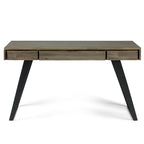 Bureau industriel en bois massif, noyer vieilli, avec 2 tiroirs et plateau coulissant pour clavier, assemblage par 1 personne