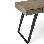 Bureau industriel en bois massif, noyer vieilli, avec 2 tiroirs et plateau coulissant pour clavier, assemblage par 1 personne