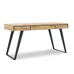 Bureau industriel en bois massif, noyer vieilli, avec 2 tiroirs et plateau coulissant pour clavier, assemblage par 1 personne