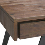 Bureau industriel en bois massif, noyer vieilli, avec 2 tiroirs et plateau coulissant pour clavier, assemblage par 1 personne