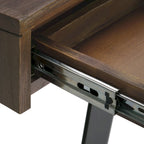 Bureau industriel en bois massif, noyer vieilli, avec 2 tiroirs et plateau coulissant pour clavier, assemblage par 1 personne