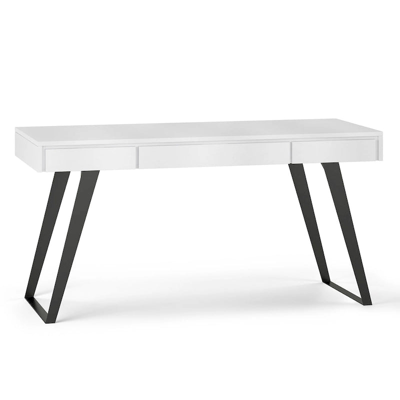 Bureau industriel en bois massif, noyer vieilli, avec 2 tiroirs et plateau coulissant pour clavier, assemblage par 1 personne