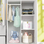 Armoire double en MDF blanc, autoportante, avec tringle et étagères, montage à 2 personnes