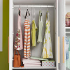 Armoire double en MDF blanc, autoportante, avec tringle et étagères, montage à 2 personnes