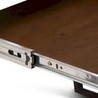 Bureau d'écriture en bois massif marron vieilli avec base en métal en V et tablette coulissante pour clavier, assemblage par 1 personne