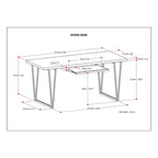 Bureau d'écriture en bois massif marron vieilli avec base en métal en V et tablette coulissante pour clavier, assemblage par 1 personne