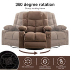 Fauteuil inclinable massant et à bascule en tissu avec fonction chauffante, port USB et porte-gobelets, 1 place