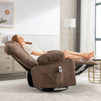 Fauteuil inclinable massant et à bascule en tissu avec fonction chauffante, port USB et porte-gobelets, 1 place