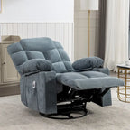 Fauteuil inclinable massant et à bascule en tissu avec fonction chauffante, port USB et porte-gobelets, 1 place