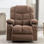 Fauteuil inclinable massant et à bascule en tissu avec fonction chauffante, port USB et porte-gobelets, 1 place